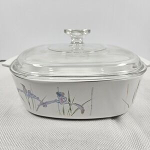 Corning Ware Shadow Iris A-2-B 2 Liter Casserole Dish with Lid Pattern White